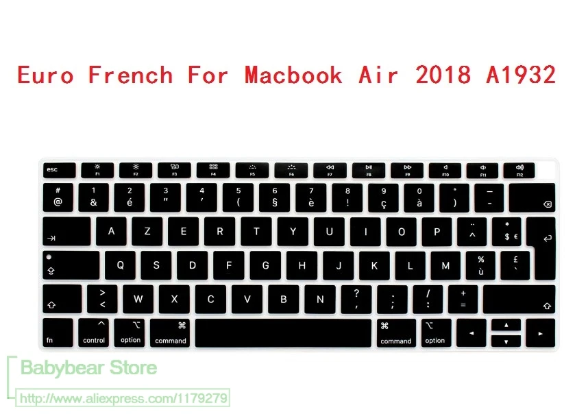 Французский клавир защитный чехол AZERTY для клавиатуры Apple Macbook New Air 13 с дисплеем retina Touch ID A1932 - Цвет: Euro French A1932