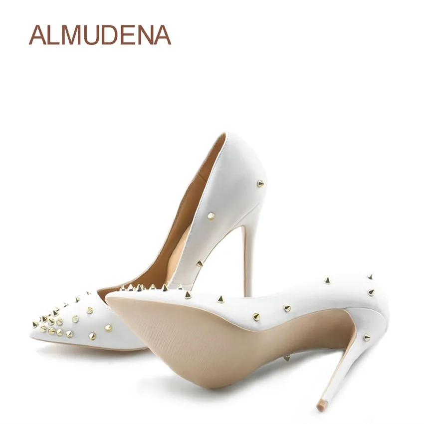 Туфли лодочки женские с заклепками и острым носком 10/12 см|heels pumps|pumps gold12cm stilettos |