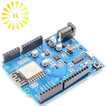

D1 CH340 CH340G WiFi Development Board ESP8266 ESP-12 ESP-12E Module IDE UNO R3 Micro USB ONE 3.3v 5v 1A Connector