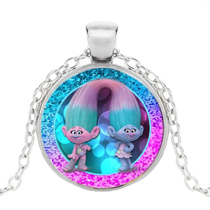 

Fashion Trolls Poppy Branch Pendent Set Dreamworks Movie Action Figures Toys Chain Necklace with Glass Toy for Girls Gift HZ1
