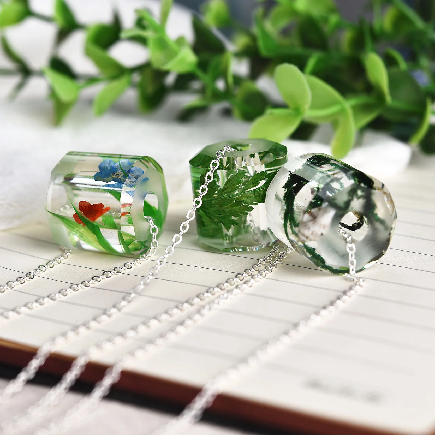 Toko Online 2017 Baru Resin Liontin Nyata Bunga Kering Kalung Lucu