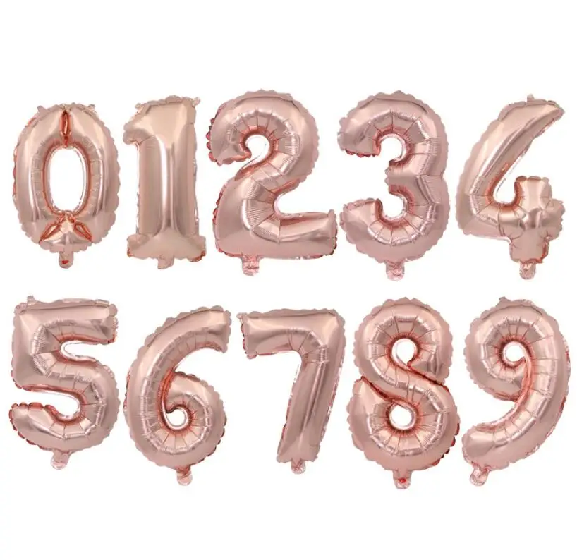 

32inch inflatable Rose Gold Number Balloons Digit air Ballons Happy Birthday Wedding Christmas Decoration Event Party Supplies