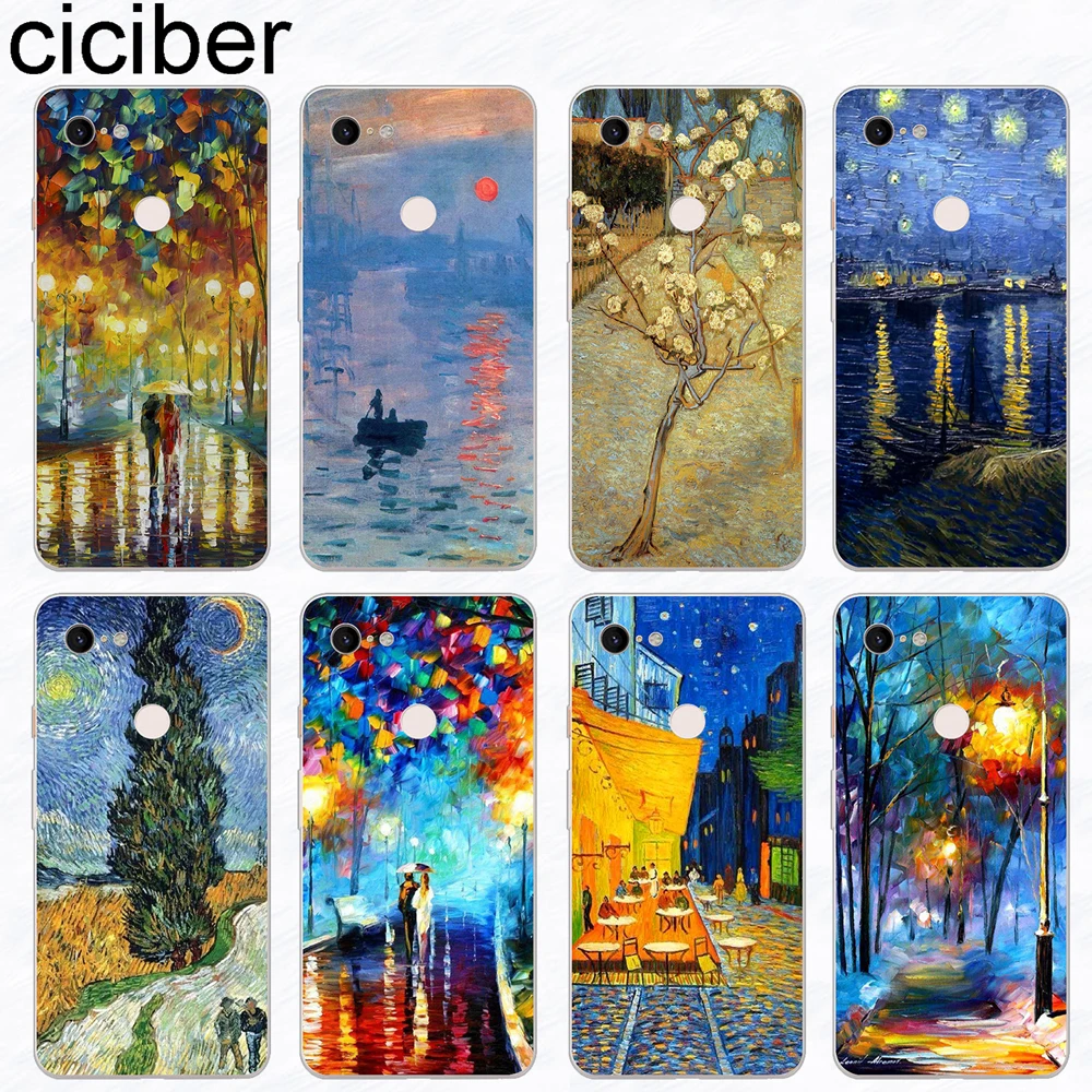 

ciciber Van Gogh Oil Painting Phone Case Funda for Google Pixel 3 2 XL Fashion Case Silicone TPU Cover for Pixel 3XL 2XL Coque