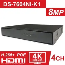 4K 4CH NVR DS-7604NI-K1 встроенный Plug& Play 4-канальный видео регистратор поддержка H.265 до 8MP 4CH IP камера запись