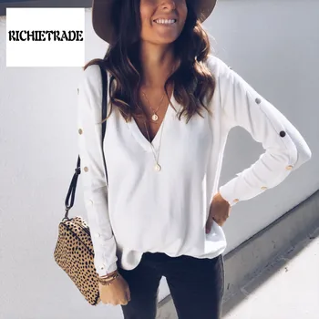 

RICHIETRADE Sexy Women Jacket Long Sleeve V Neck Pullover Solid