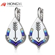 HONGYE Лидер продаж Золотой Серебряный летний богемный стиль с бисером уникальная форма панк резьба стрелка серьги гвоздики для женщин Bijoux