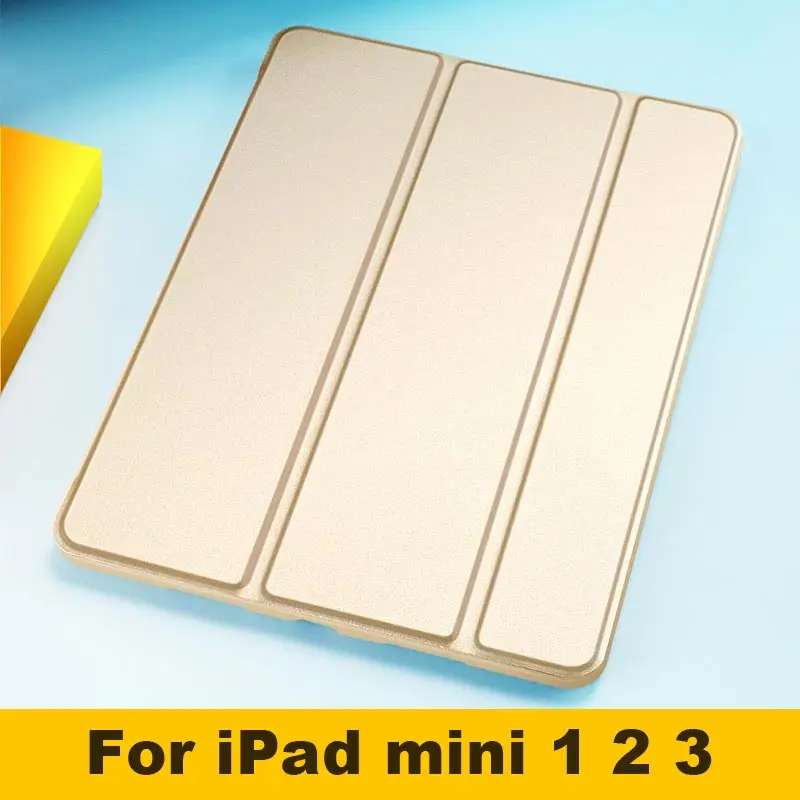 For mini 1 2 3 Gold Для Apple iPad mini 1 2 3, 4, 5, чехол, 7,9 дюймов, ультра тонкий, умный, магнитный, с подставкой, из искусственной кожи, силиконовый чехол для iPad mini 5, Funda - Цвет: For mini 1 2 3 Gold