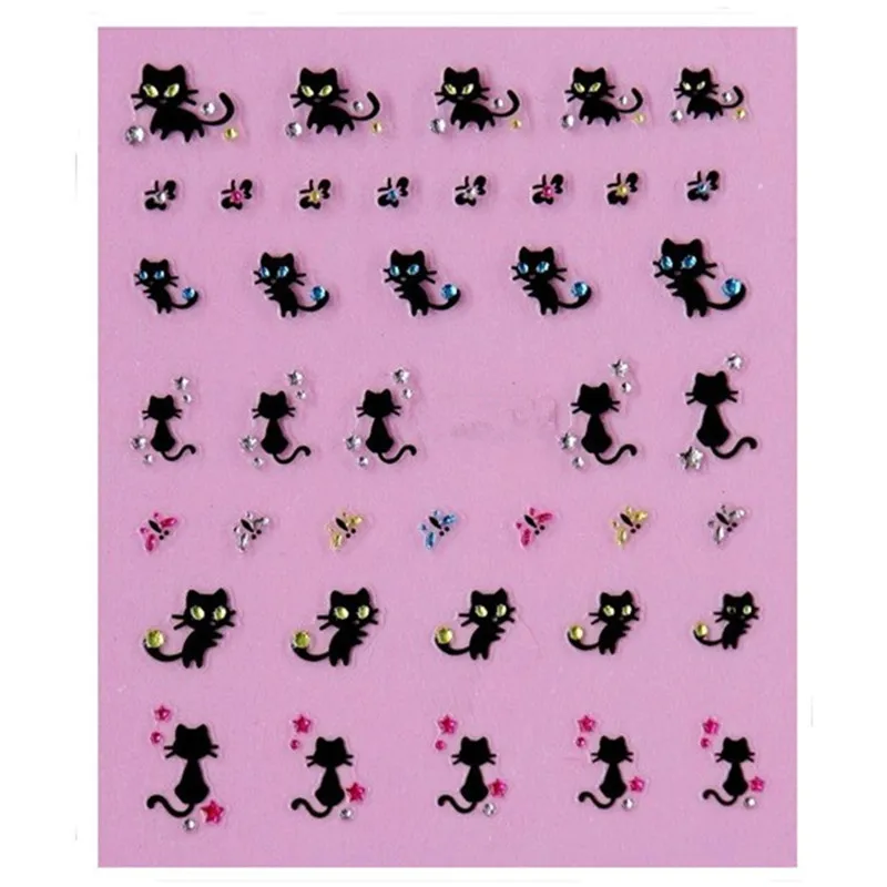 

Designs 3D Nail Sticker Nail Art Stickers Decals Nail Decoration Diamond Cat Butterfly Design Decorations Levet DIY Tip