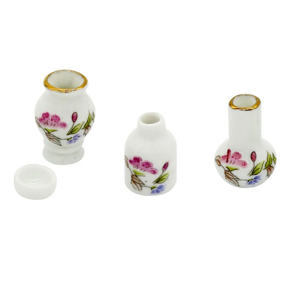 

New 4pcs Mini Flower Pots Miniatures 1/12 Dollhouse Home Room Decor Accessories,White