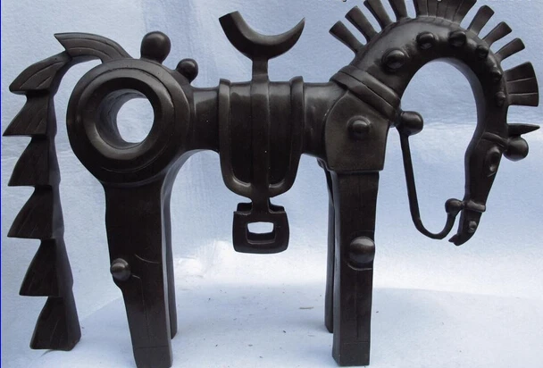 

S1268 Western European classical Copper Bronze Carving running Steed Horse art Statue D0318