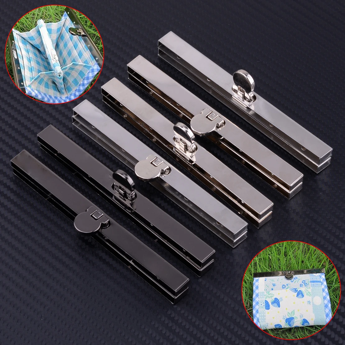 

2 Set Stainless Steel Purse Wallet Frame Bar Edge Strip Clasp 11.5cm Metal Openable Edge Replacement