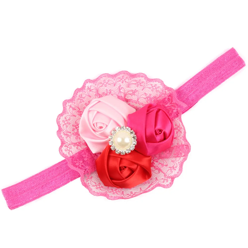 Повязка на голову для маленьких девочек; тканевый галстук для волос с бантами; головной убор для новорожденных; Тиара; повязка на голову; подарок для малышей; лента с розами и кружевом