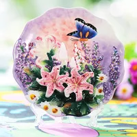 Handpainted Butterfly And Lily Hanging Plate Hanging Wall Plate Decorative Plate Ceramic Hanging Tray American Garden Plate 2