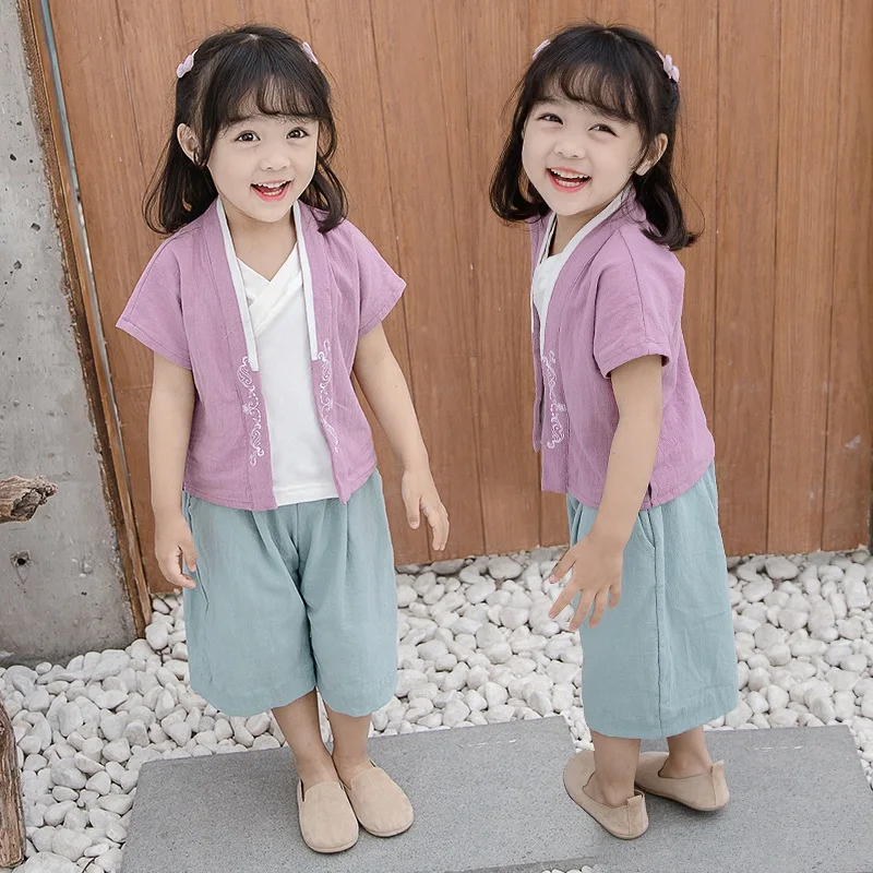 CROAL CHERIE Girls Clothing Sets 2019 Summer Cotton Linen  Two PCS T-shirts + Pants Children Sets Casual Fashion Girls Clothes (9)