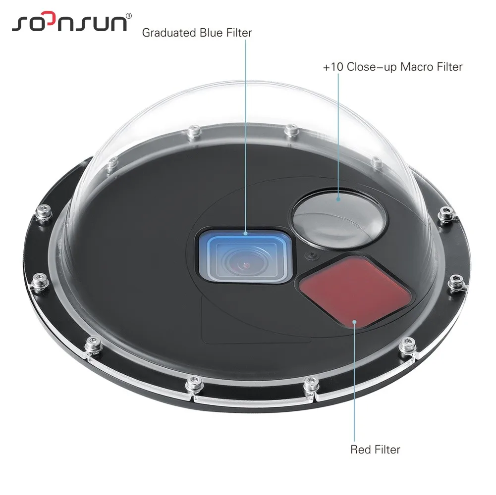 SOONSUN фильтр переключаемый купольный порт водонепроницаемый чехол для погружения Крышка Объектива w/Float Grip для GoPro Hero 5 6 7 Black Go Pro 7 аксессуар