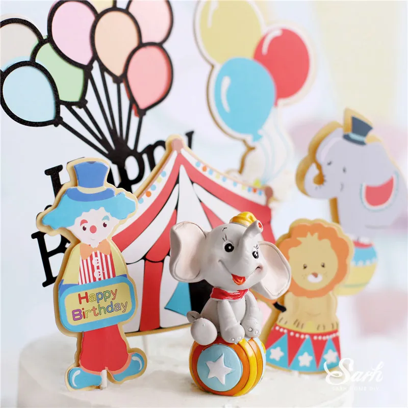 Цирк клоун торт топперы с днем рождения многоцветный шар украшение на день детей Детские вечерние принадлежности для выпечки прекрасные подарки