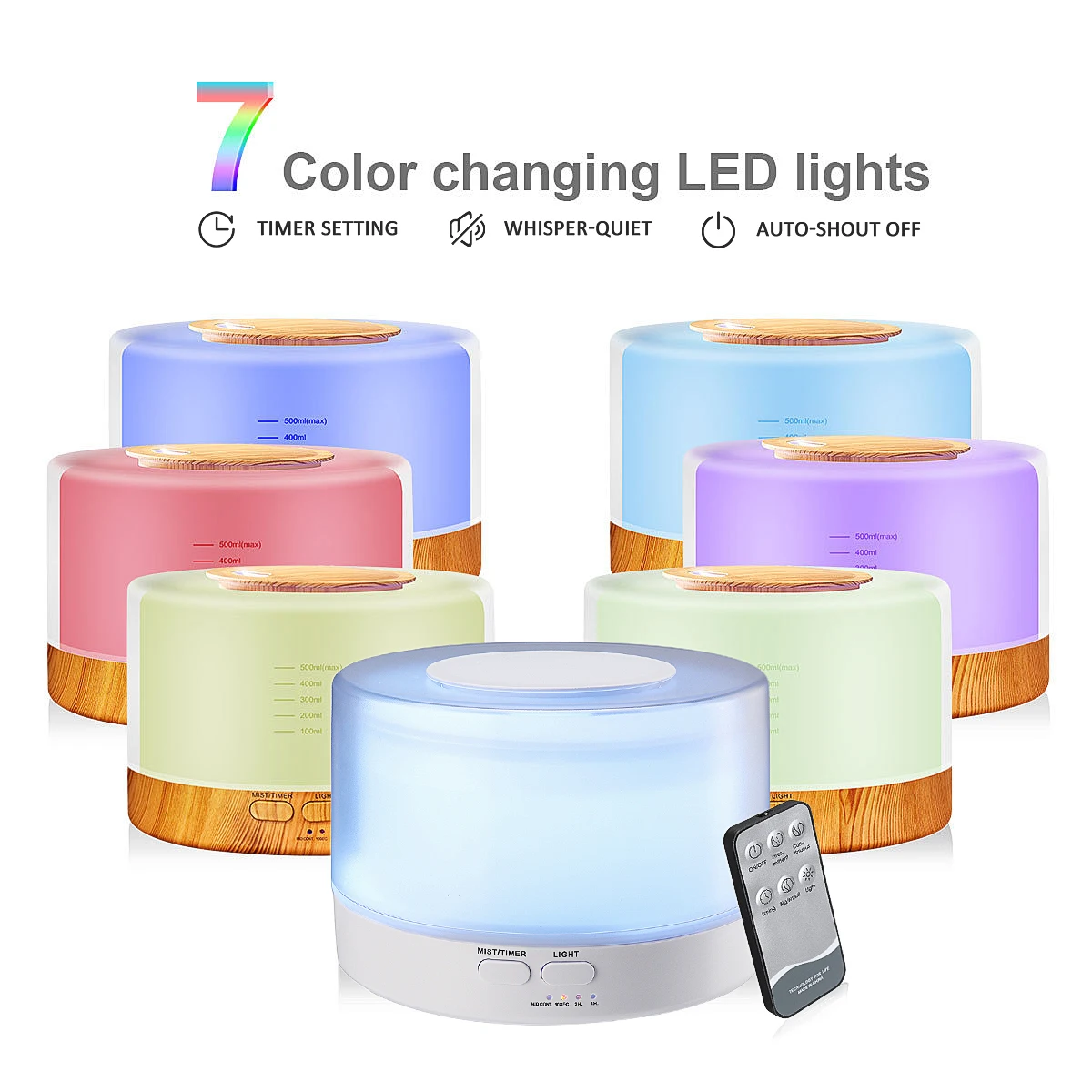 

Ultrasonic Humidifier Aroma LED 700ml Water Tank Oil Diffuser Remote Control Air Purifier Auto Aroma Therapy UK/US/AU/EU Plug