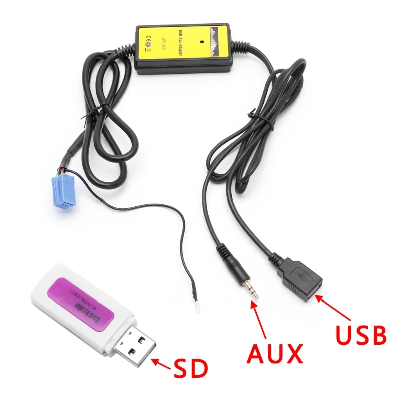 Автомобильный аудио MP3 интерфейс CD адаптер Changer AUX SD USB кабель для передачи данных Mini 8P