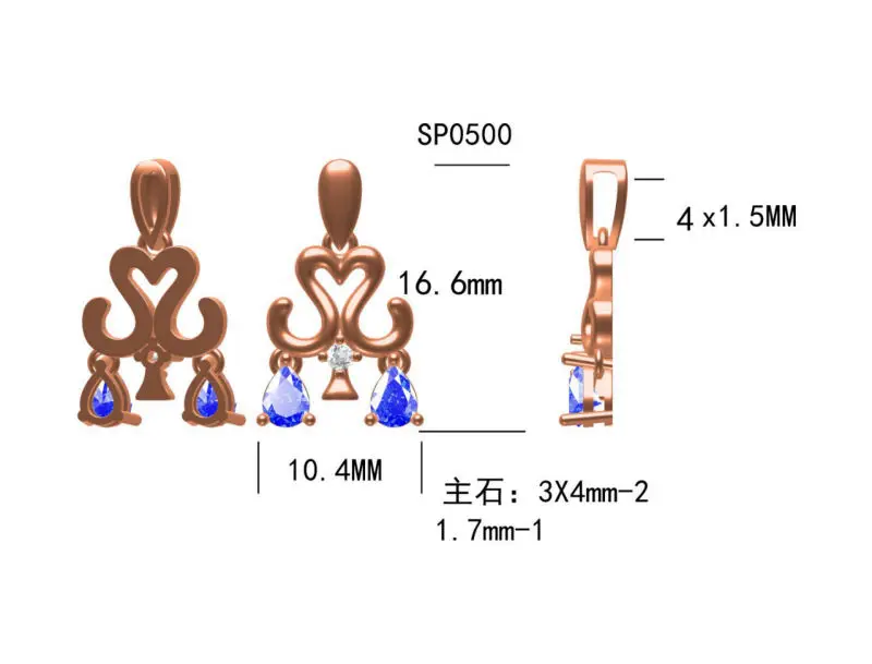Персонализированные весы кулон с двумя груша 3x4 мм натуральный сапфир в твердом 18 К розовое золото WP086I