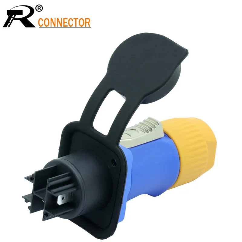 

1Set New Waterproof 20A PowerCON Power Panel Mount Adapter True Locking Cable Connector IP65 Aviation flame retardant connector