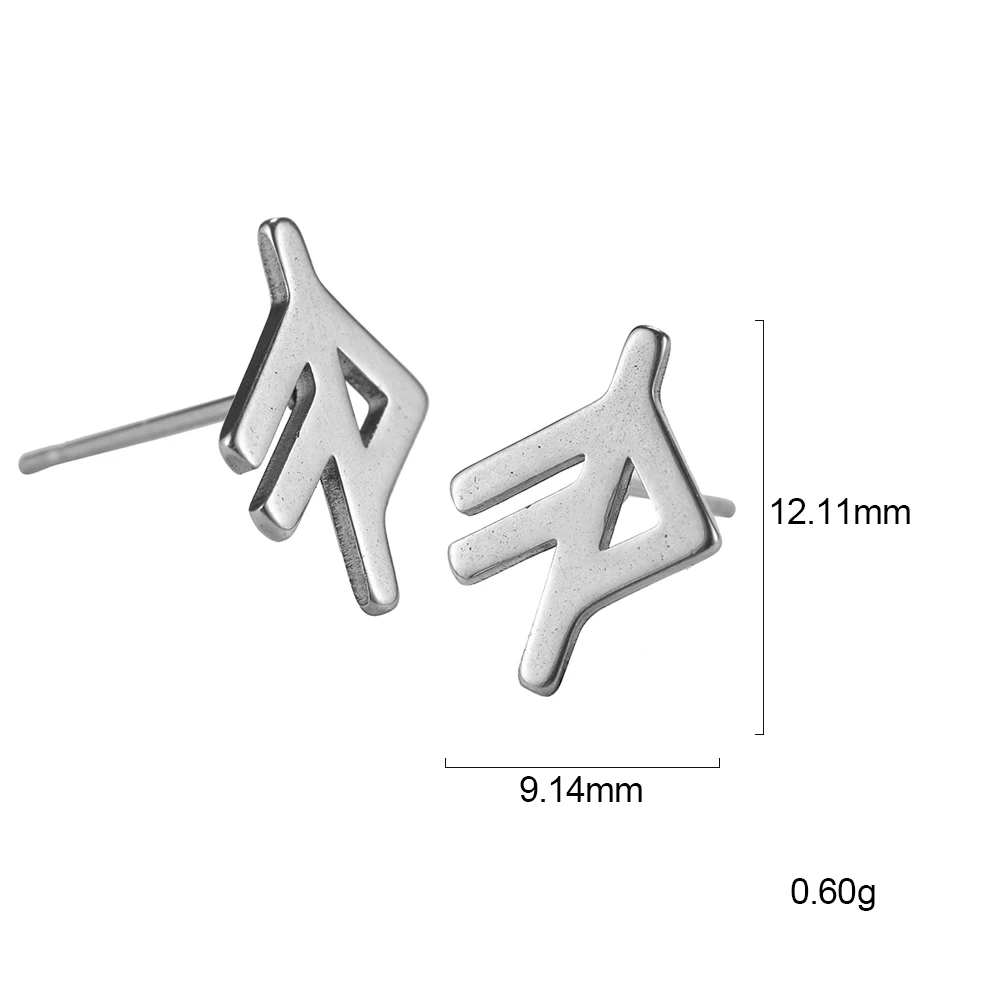 Lemegeton, маленькие серьги в виде руны викингов, серьги из нержавеющей стали, минималистичные серьги с буквами и алфавитом, серьги-гвоздики для женщин и детей, ювелирные изделия - Окраска металла: 11