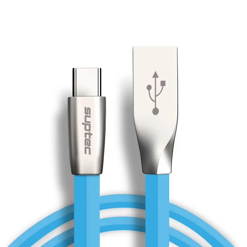 SUPTEC 2.4A usb type-C кабель для samsung S9 S8 Note 9 2 м плоский зарядное устройство Быстрая зарядка type-C кабель для huawei Xiaomi Mi 8 Oneplus - Цвет: Blue