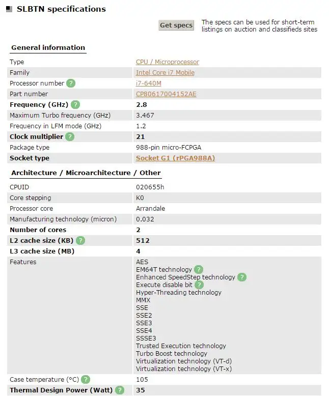إنتل كور I7-640M المعالج i7 640 M الدفتري المحمول وحدة المعالجة المركزية PGA 988 وحدة المعالجة المركزية