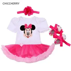 Fantasia Minnie/Кружевное боди для маленьких девочек, повязка на шт. голову, комплект из 3 предметов для новорожденных с юбкой-пачкой, Ropa De Bebe roupa