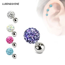1 шт., панк, двойной шар, Т-образный винт, мужские Стразы, милые серьги-гвоздики, Женская медицинская титановая сталь, пирсинг, ювелирное изделие