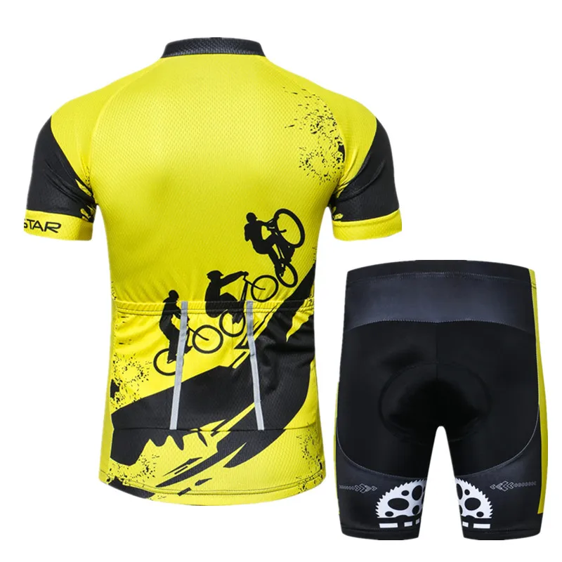 Weimostar 2019 برو فريق الأصفر ركوب الدراجات جيرسي مجموعة الصيف قصيرة MTB الدراجة جيرسي روبا Ciclismo جاف سريعة دراجة الدراجات الملابس
