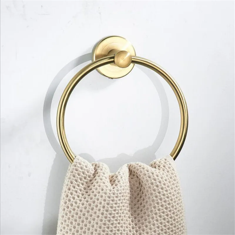 Кольца для полотенец из нержавеющей стали, матовый золотой настенный держатель для полотенец, вешалки для хранения, вешалка для полотенец, аксессуары для ванной и туалета