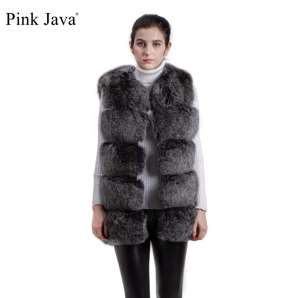 

pink java QC8047 2017 New arrival hot sale natural real fox fur vest gilet for women girls high quality FREE SHIPPING