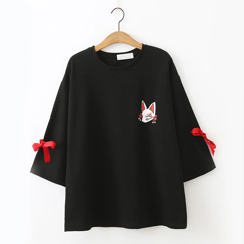 Japanese Vintage Anime T Shirt Women Harajuku Kawaii Cat Graphic