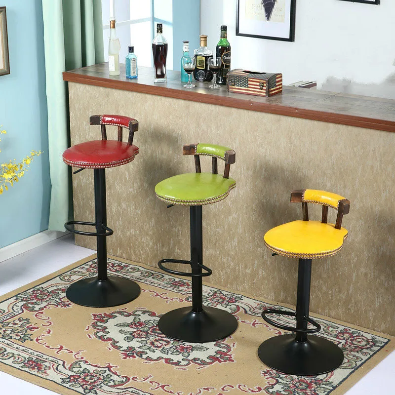 Best 2pcs/lot Retro Design Bar Chair Swivel Lifting Bar Stool with Footrest Rotating Adjustable Height Pub Bar Stool Chair cadeira