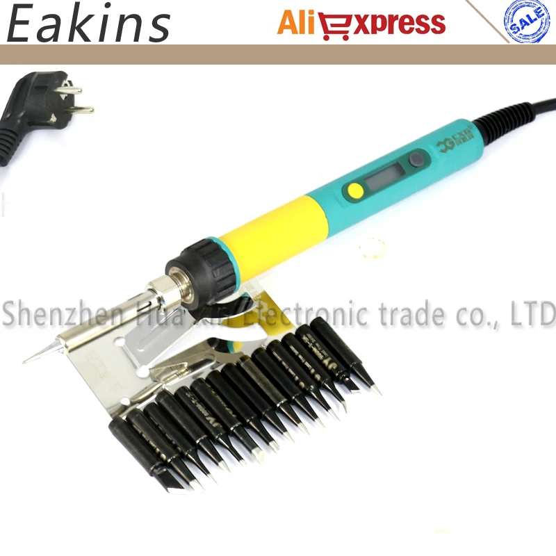 CXG936d Upgraded version 936d+ 220V 100W EU plug Adjustable temperature Electric soldering iron+14pcs BLACK Lead-Free iron tips