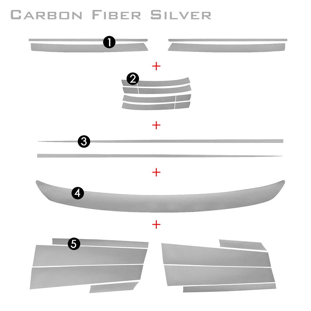Углеродное волокно Передняя Задняя решетка бампер ремень линия дверная ручка столб автомобиля Стайлинг наклейки для Volkswagen VW Golf 7 MK7 аксессуары - Название цвета: carbon fiber silver