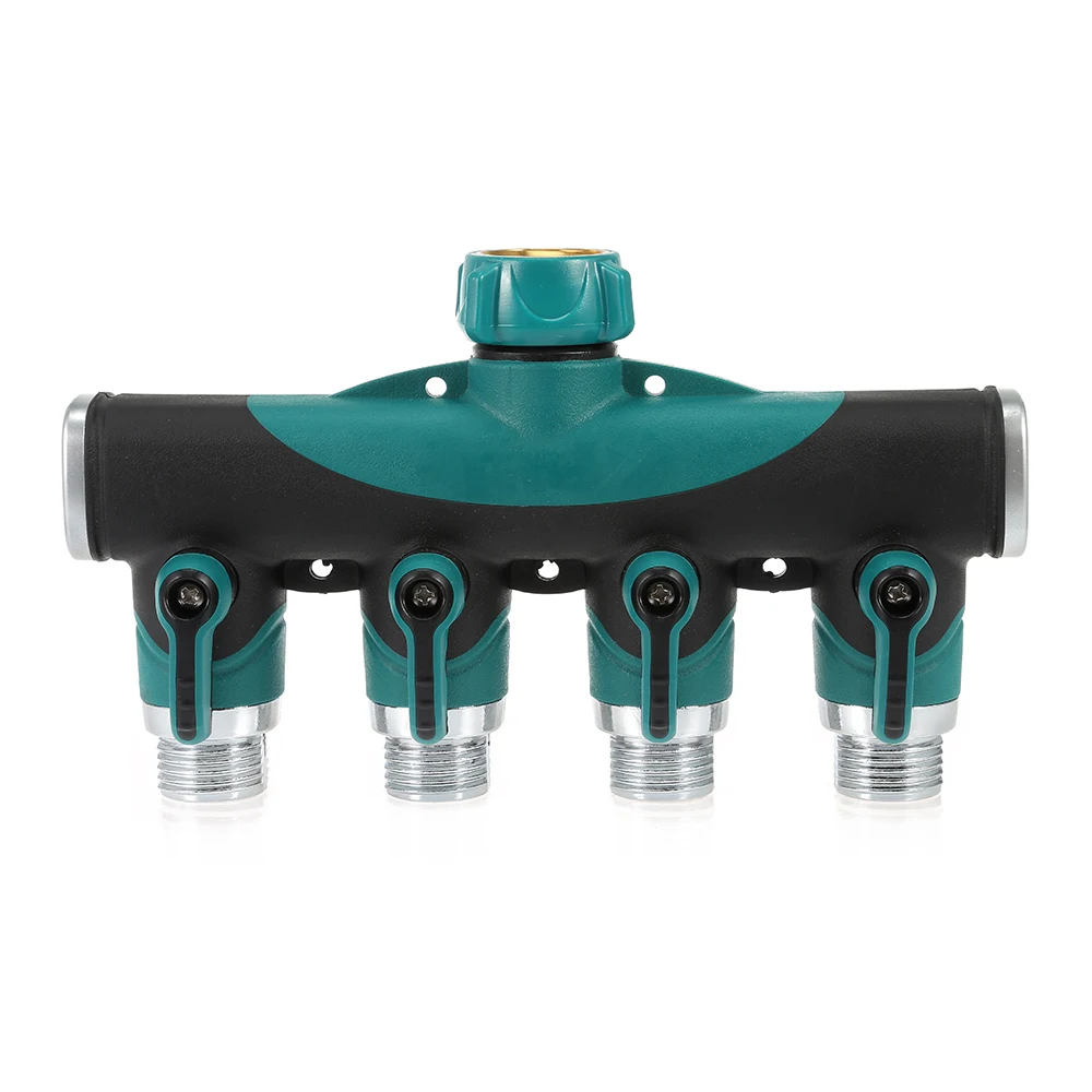 4 Way Tap 3/4 inch Garden Hose Pipe Splitter Plastic Drip Irrigation