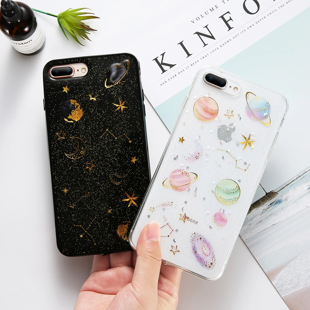 KISSCASE милый чехол с блестящими звездами для iPhone 7 6 6s 8 Plus девчачий Мягкий