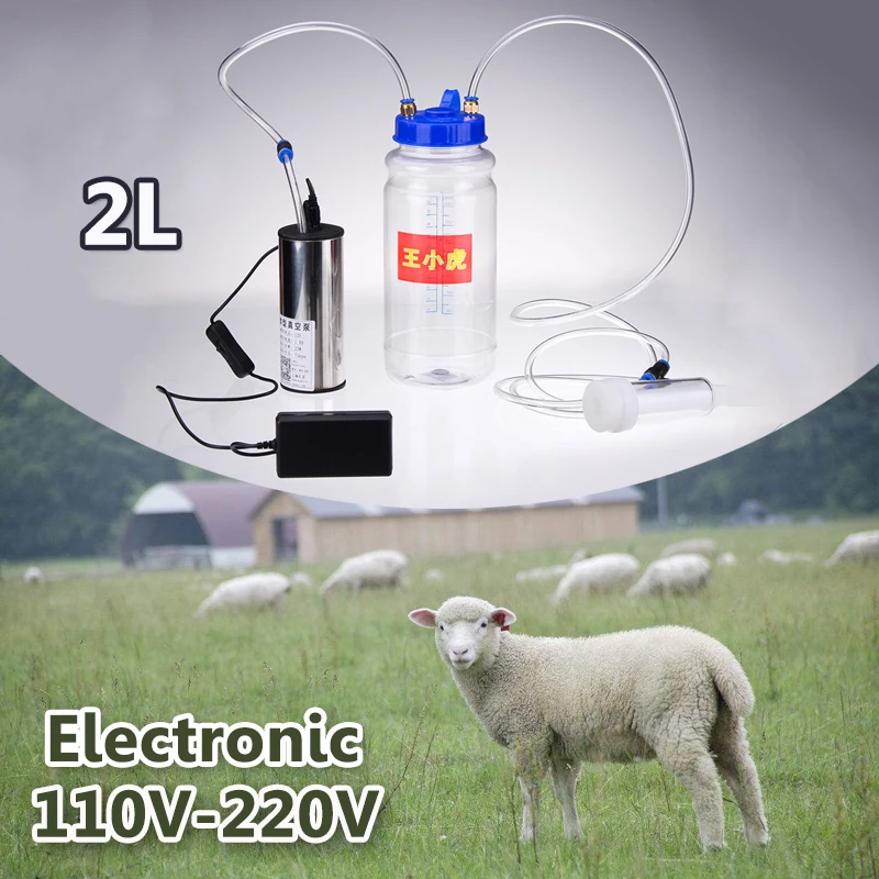 

Electric Portable 2L Milking Machine Single Head Milk Vacuum Pump Bucket Milker 0.8 Gal Barrel Sheep Goat Cow Ewe Inflation Tool