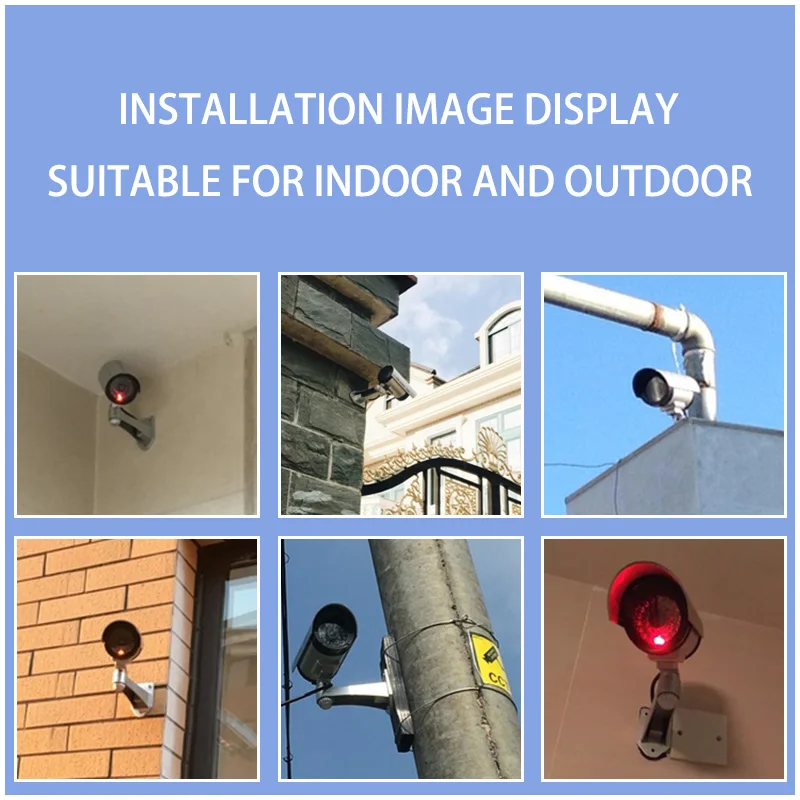 Fuers Fake Camera Outdoor Waterproof Dummy CCTV Camera With Flashing Red LED Realistic Look Bullet Indoor Fake Security Camera