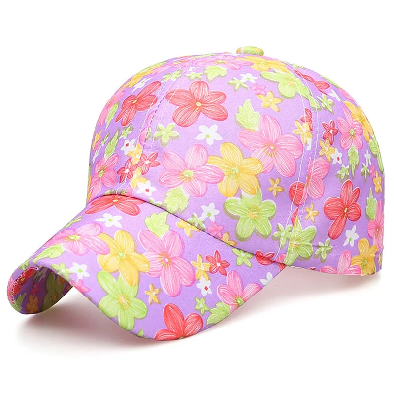 Женские летние модные регулируемые хлопковые бейсбольные кепки с цветочным принтом, бейсболки в стиле хип-хоп, солнцезащитные кепки, трендовые