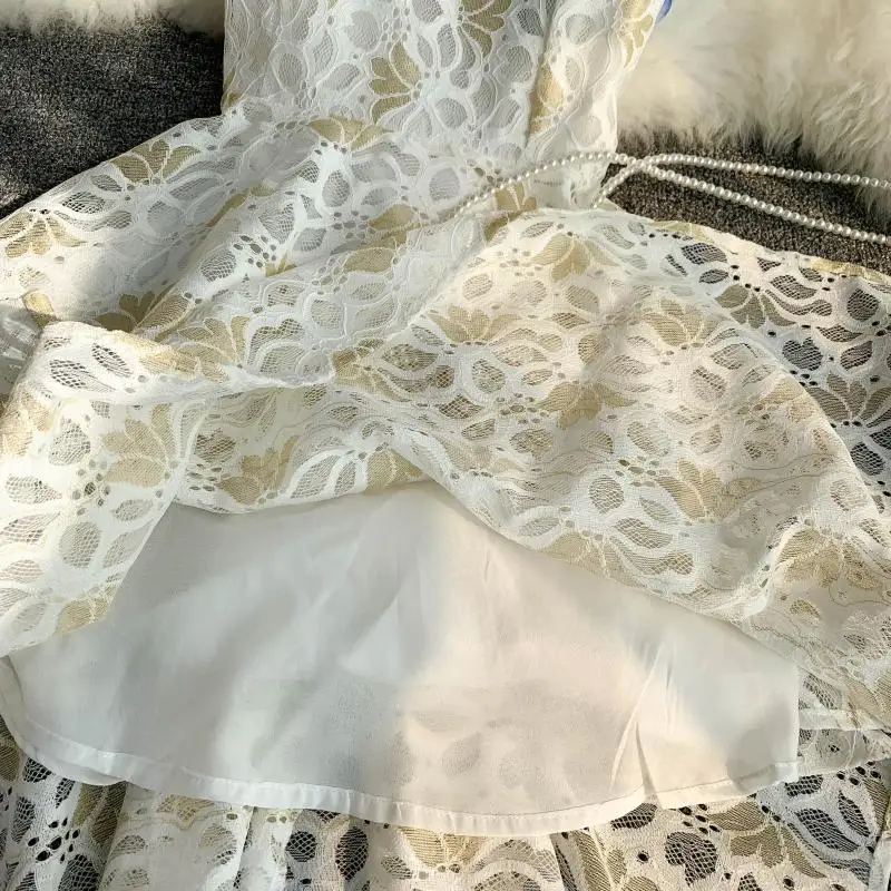 Пляжная юбка Vestidos, кружевное асимметричное белое кружевное сексуальное женское пляжное платье, пляжная одежда, летнее праздничное платье