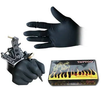 

100 pcs High Quality Tattoo & Body Art Black Disposable Tattoo Latex Gloves Available Size Accessories Free Shipping Tattoo