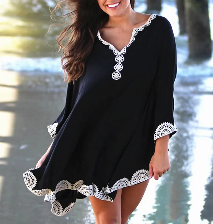 Cotton Long Beach Dress Beach Coverups for Women Pareo de Plage