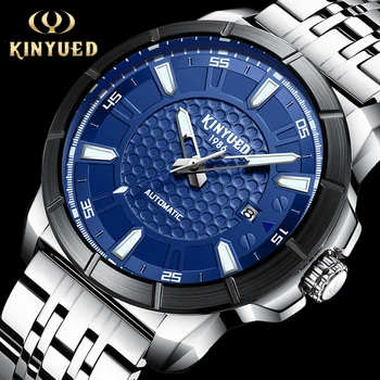 

KINYUED Luxury Men Watches Automatic Stainless Steel Clock Fashion Men Watch Military Mechanical Dress Relogio Masculino