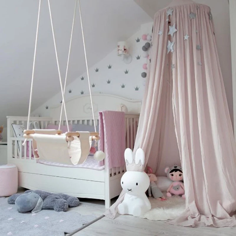  KAMIMI Baby Bed Curtain Children Room Decoration Crib Netting Baby Tent Washed Cotton Cloth Hung Do