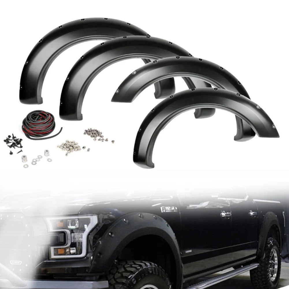 

Wheel Eyebrow Fender Flares Cover Mudguards Protector Trim Set For Ford F150 Styleside 15-17 Fit 67.0"/78.8"/97.4" Bed Length