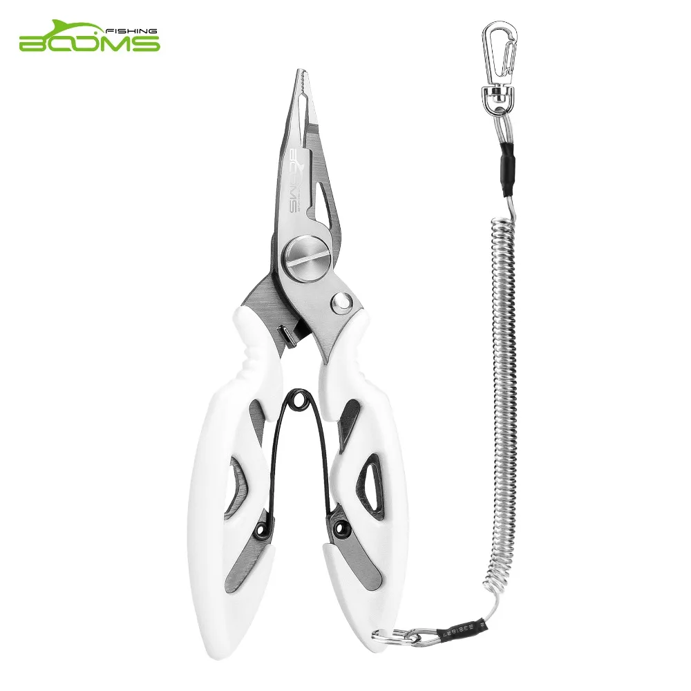 

Booms Fishing H02 Fly Fishing Pliers Pocketed Size Feature Split Ring and Line Cutter with Coiled Lanyard and Sheath