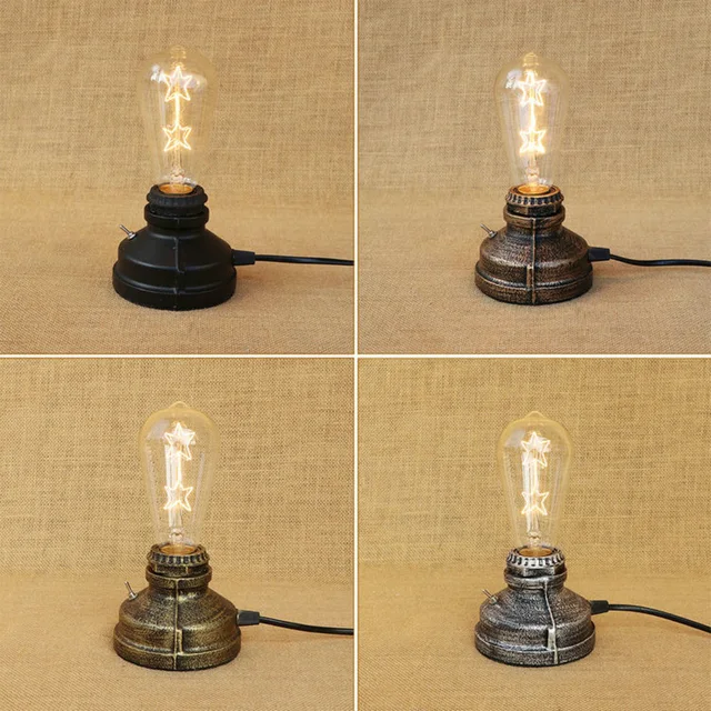 4 soorten industriële retro waterleiding tafellamp creatieve vintage