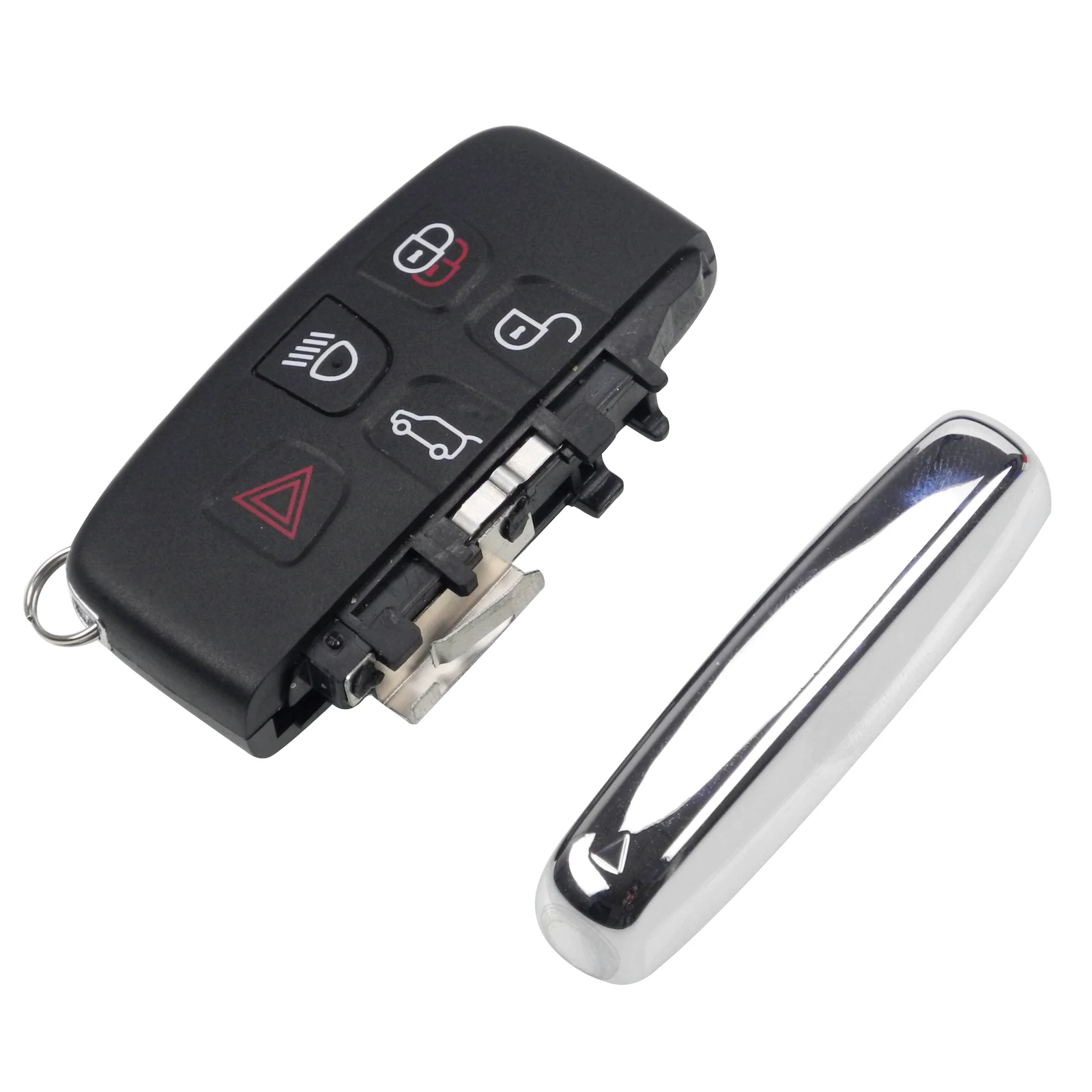 

Jingyuqin Replacement Shell Smart Remote Car Key Case Fob 5 Buttons for Land Rover Range Rover Sport Evogue LR4 2010-15 Refit